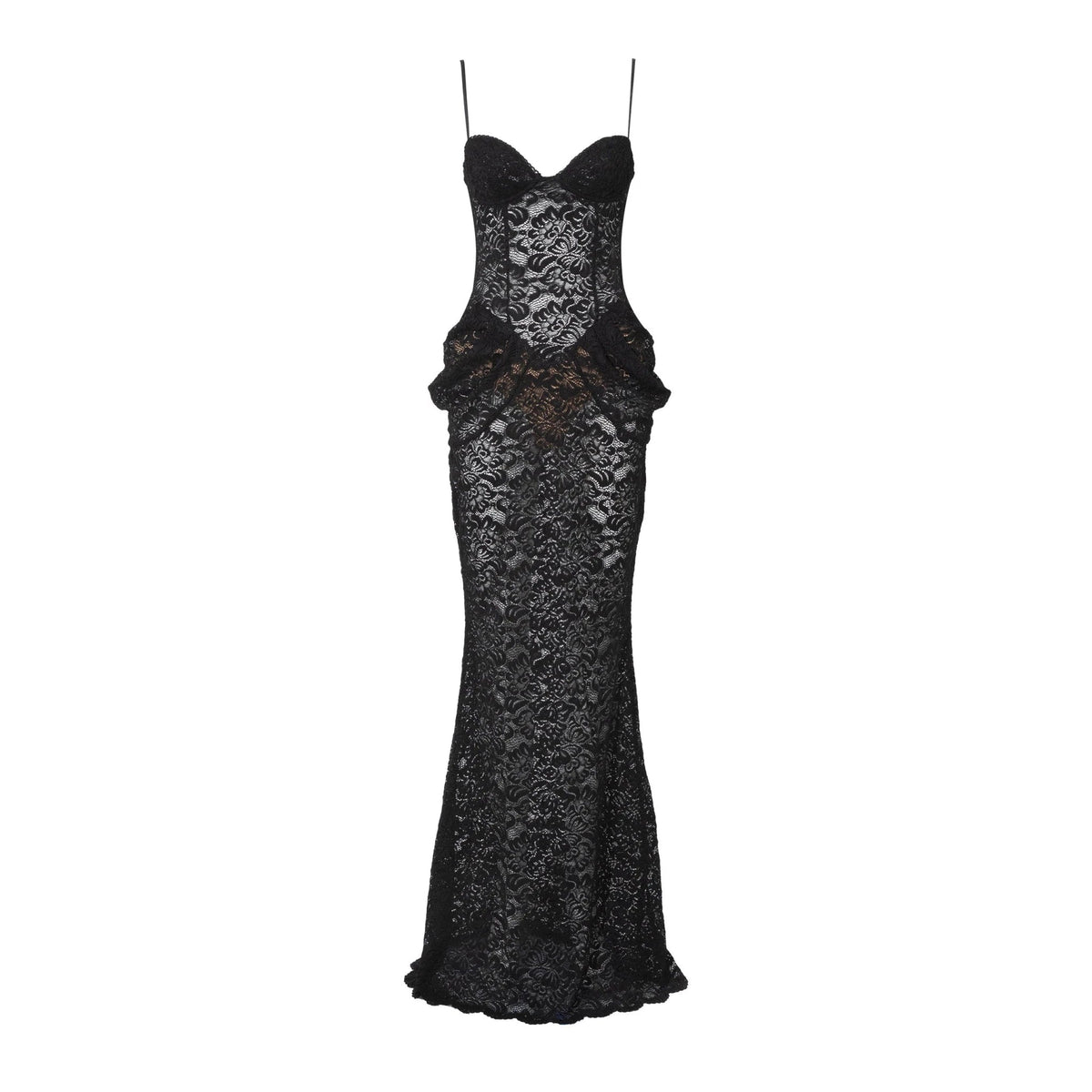 Abito lungo in pizzo con corsetto Isabella