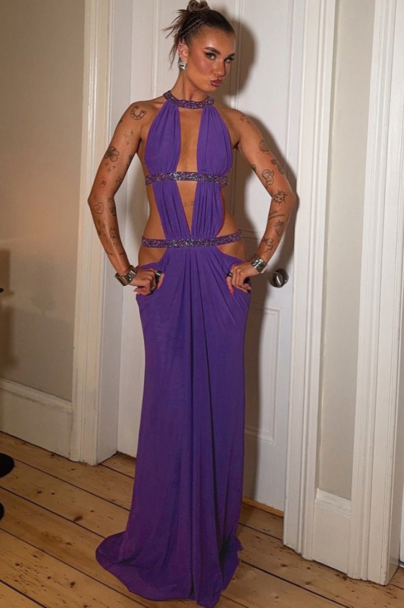 Isolde Maxikleid mit Raffungen und Cut-outs