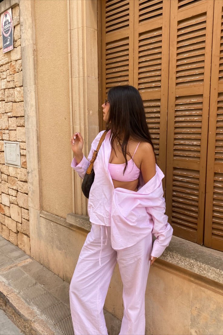 Conjunto de blusa holgada y pantalones de pierna ancha Ivanna