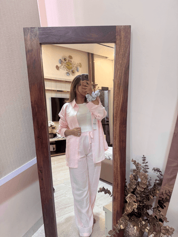 Conjunto de blusa holgada y pantalones de pierna ancha Ivanna