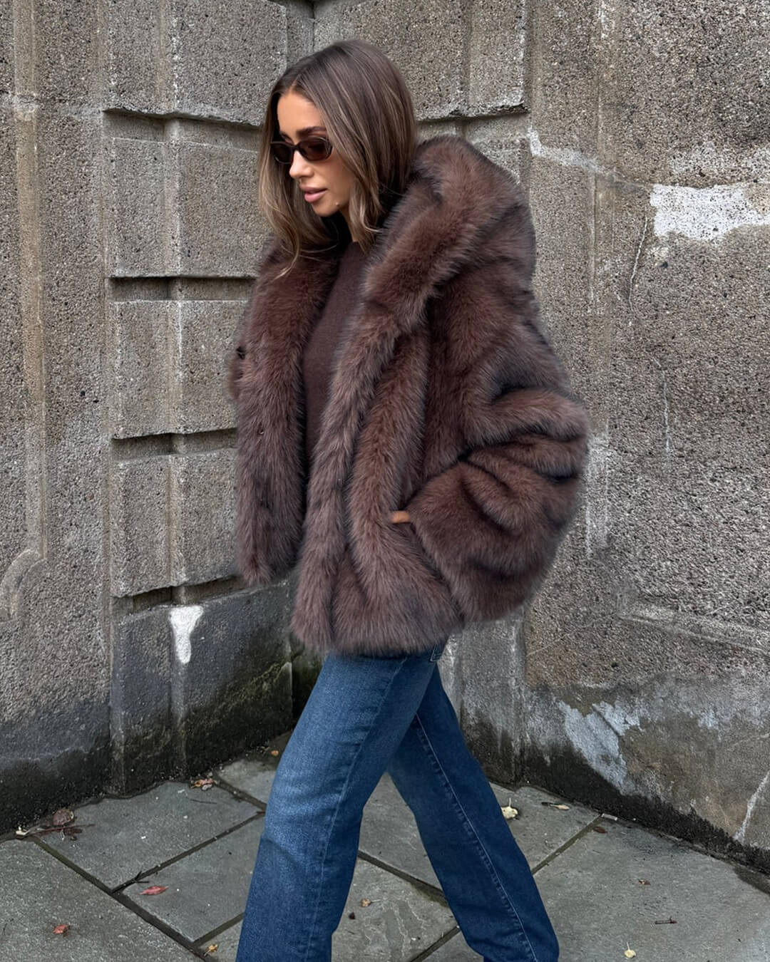 Ivy Faux Fur Hooded Short Coat