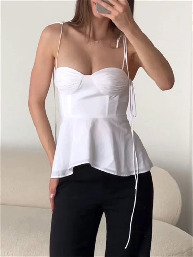 Jada korsettopp med peplum og camisole-stropper