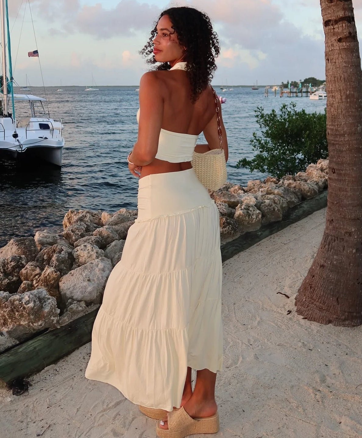 Jane Halter Crop Top & Pleated Skirt Set