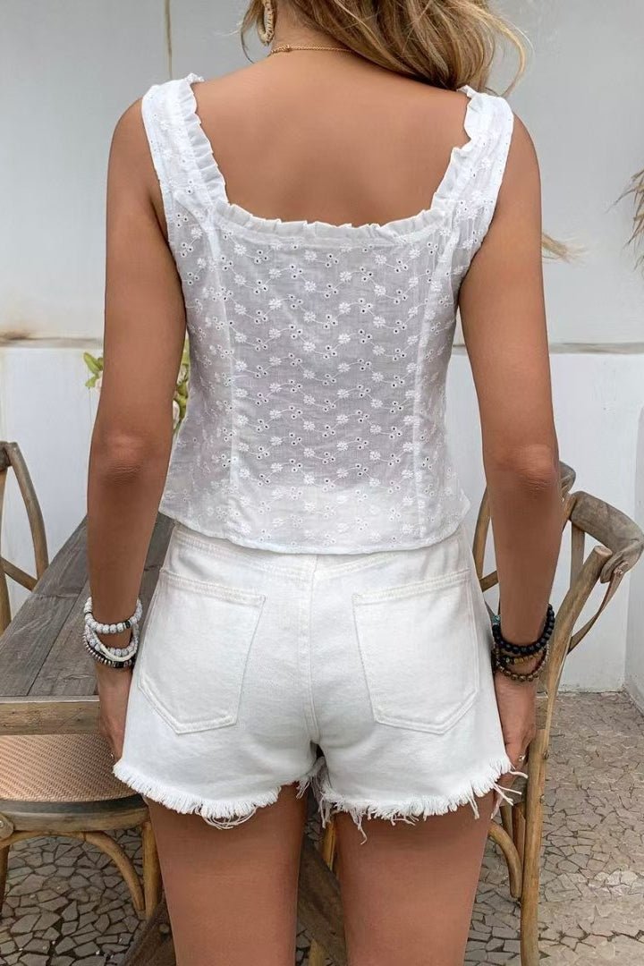 Canotta Janna in pizzo jacquard floreale