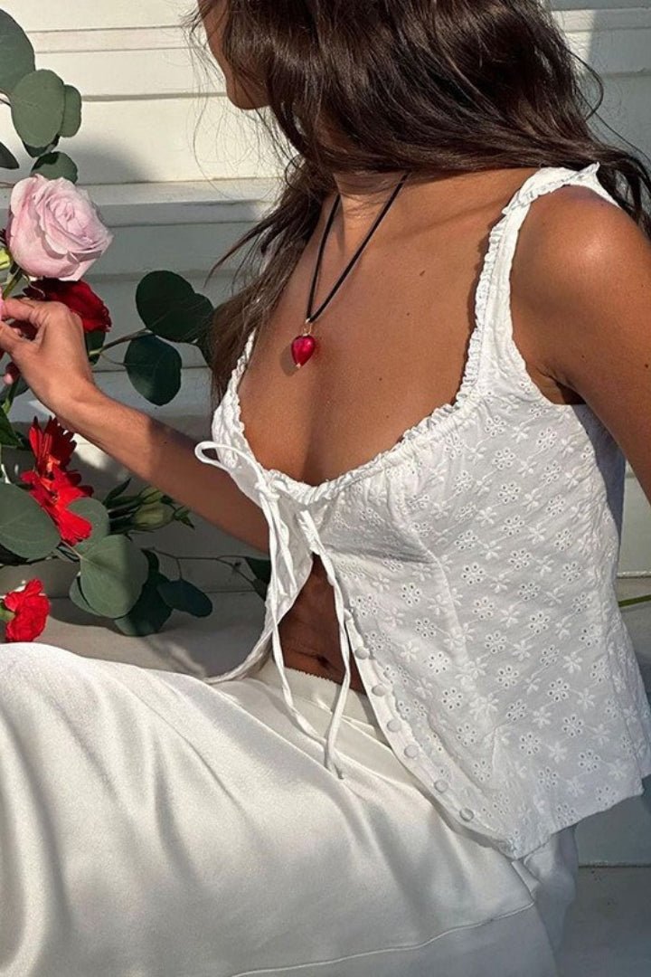 Canotta Janna in pizzo jacquard floreale