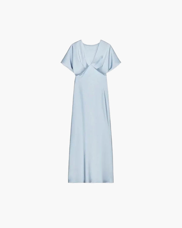 Janna V Neck Satin Midi Dress