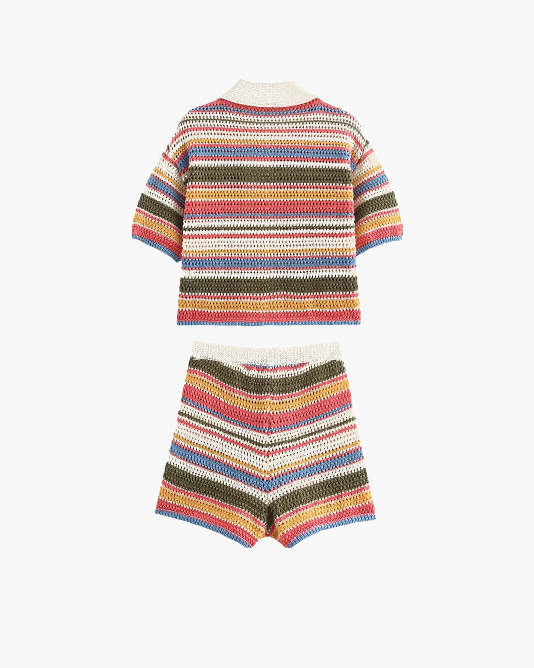 Conjunto Jasmin de camisola curta de croché e calções