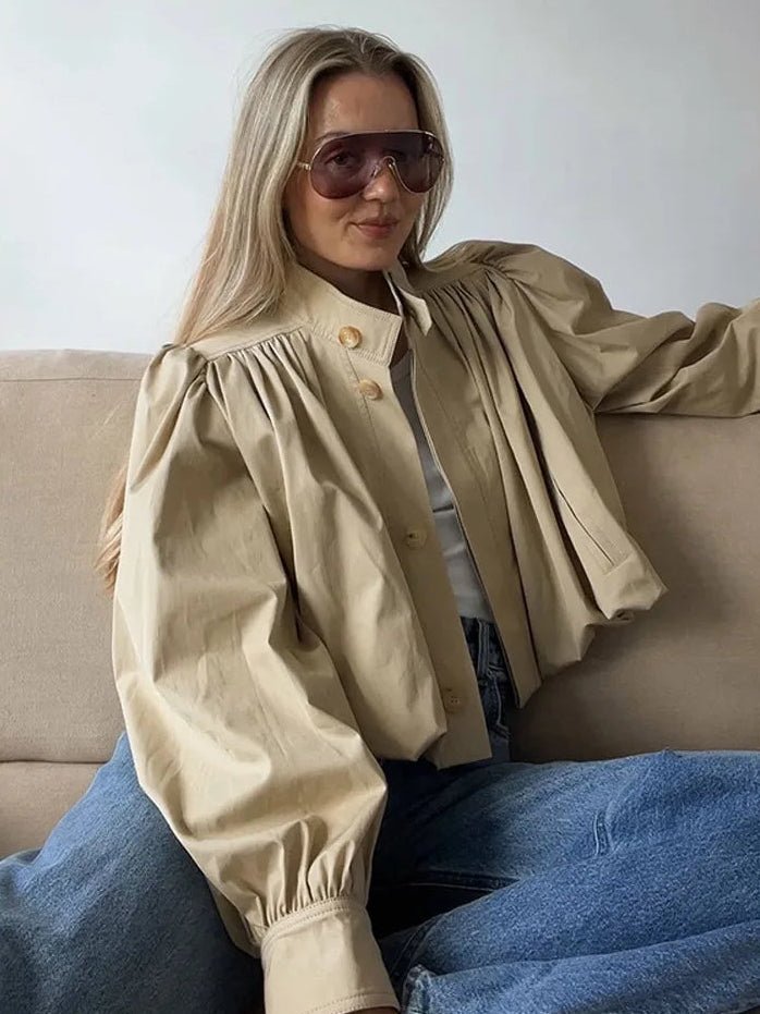 Jenna losvallend geplooid jasje