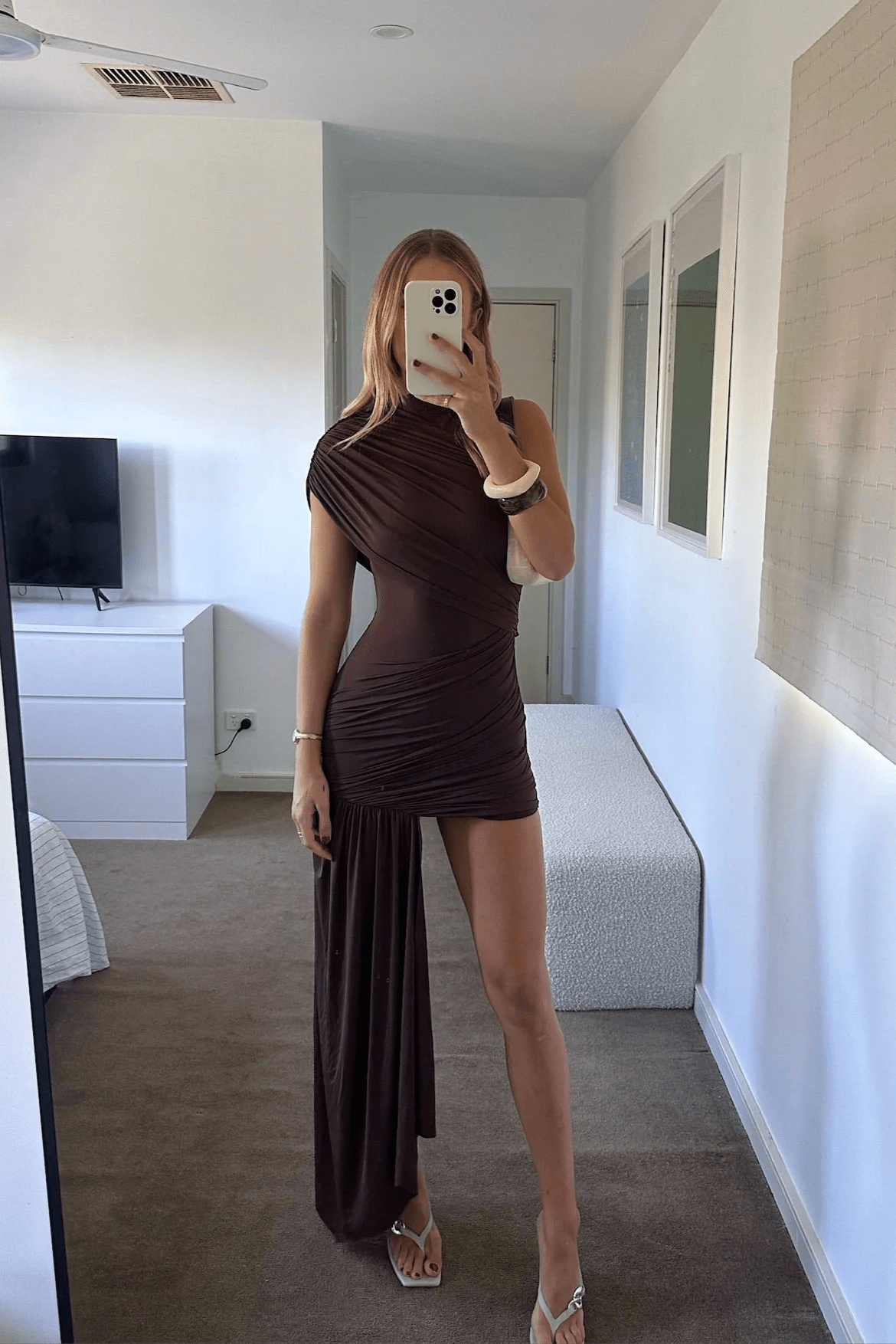 Jenny High Neck Ruched Mini Dress