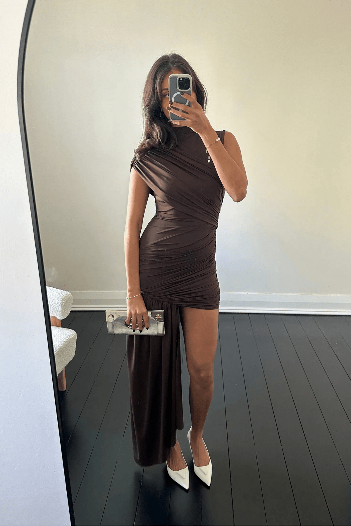 Jenny High Neck Ruched Mini Dress