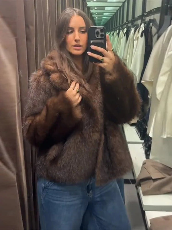 Giacca in pelle effetto pelliccia reversibile Jenny