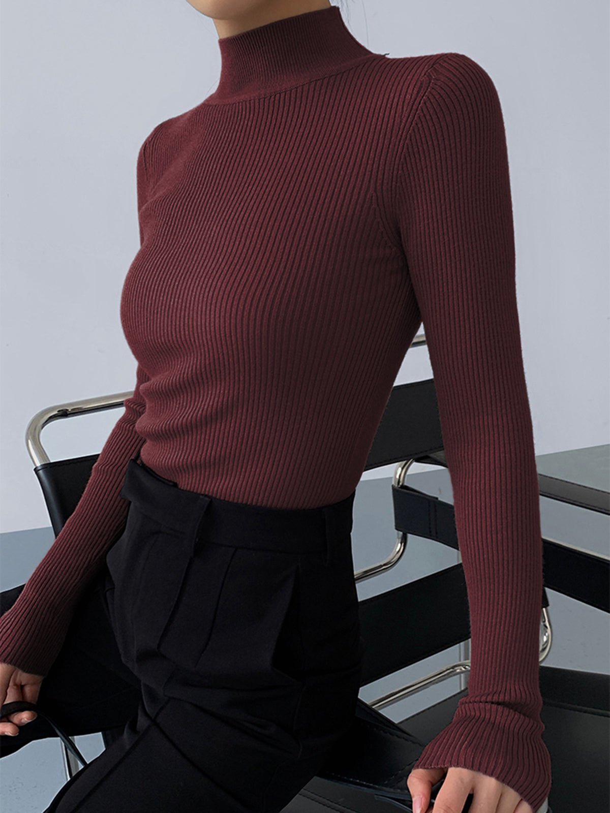 Jessa Langarmshirt aus Rippstrick
