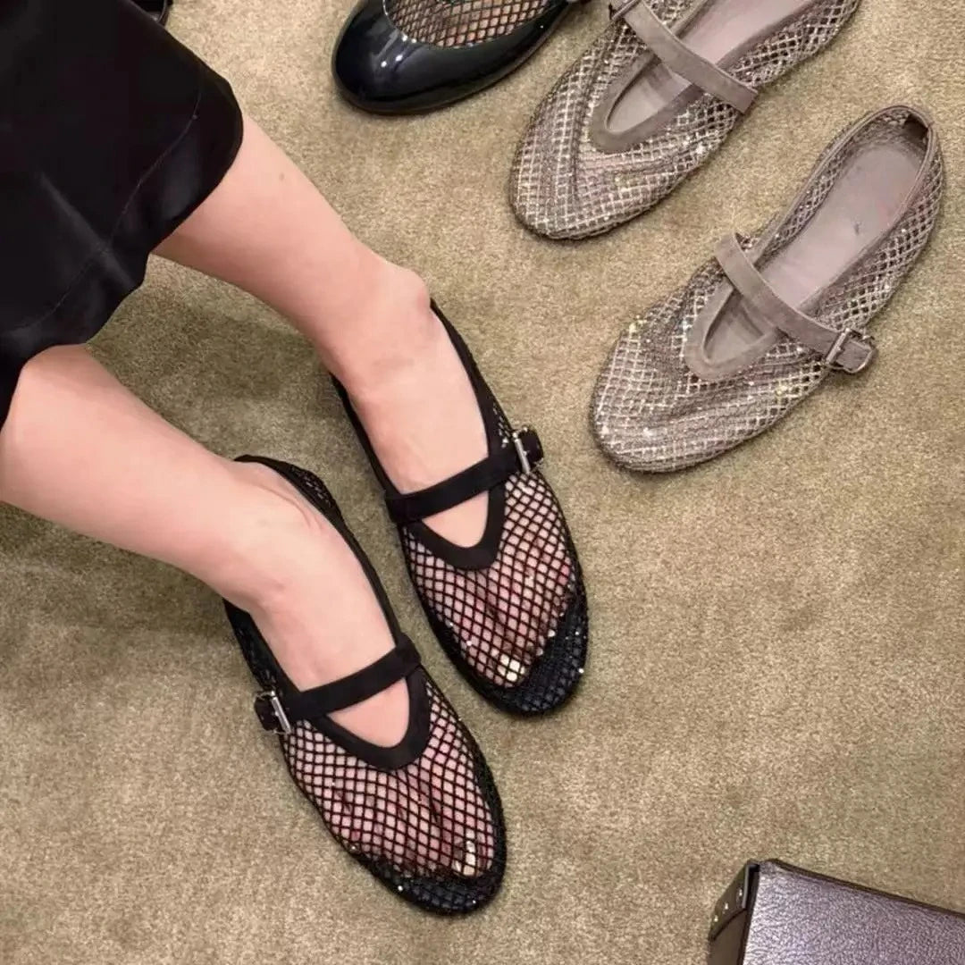 Jessica ballerina's van mesh met strass