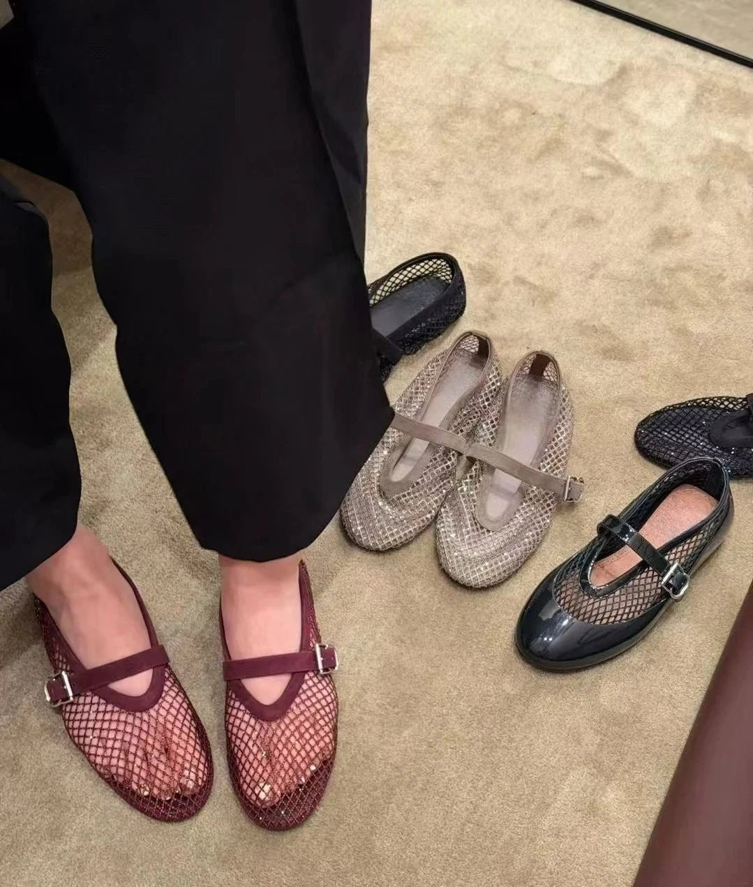 Jessica ballerina's van mesh met strass