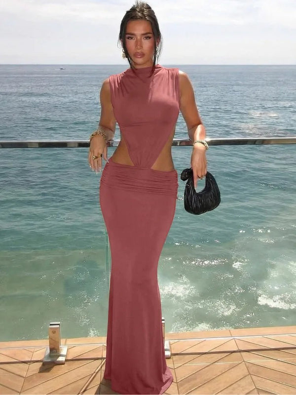 Robe longue dos nu à découpes Jianna