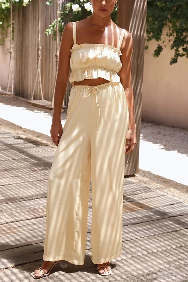 Julianne Ruffle Top Elastic Waist Pants Set