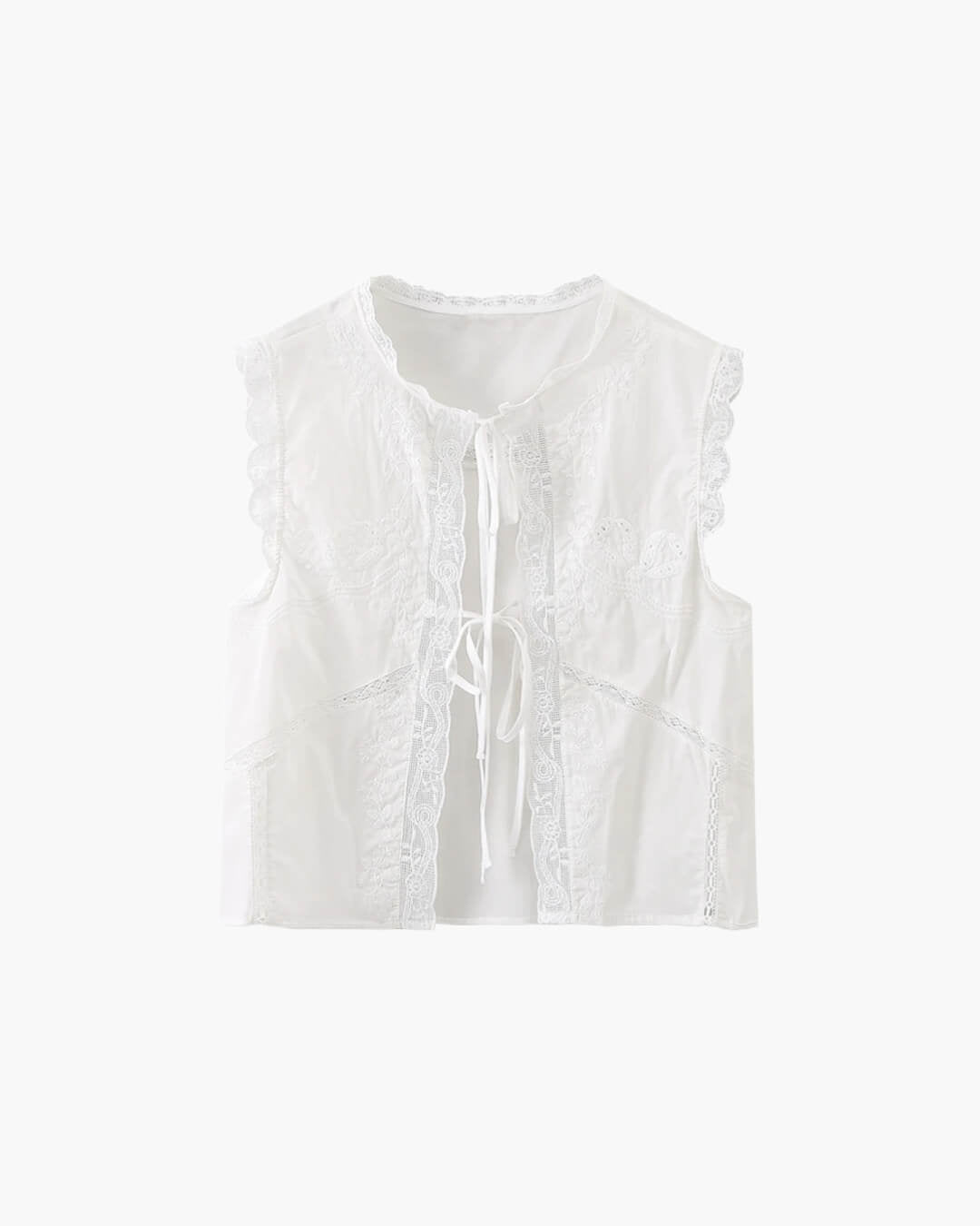 Blusa Juvie com bordado e acabamento em renda