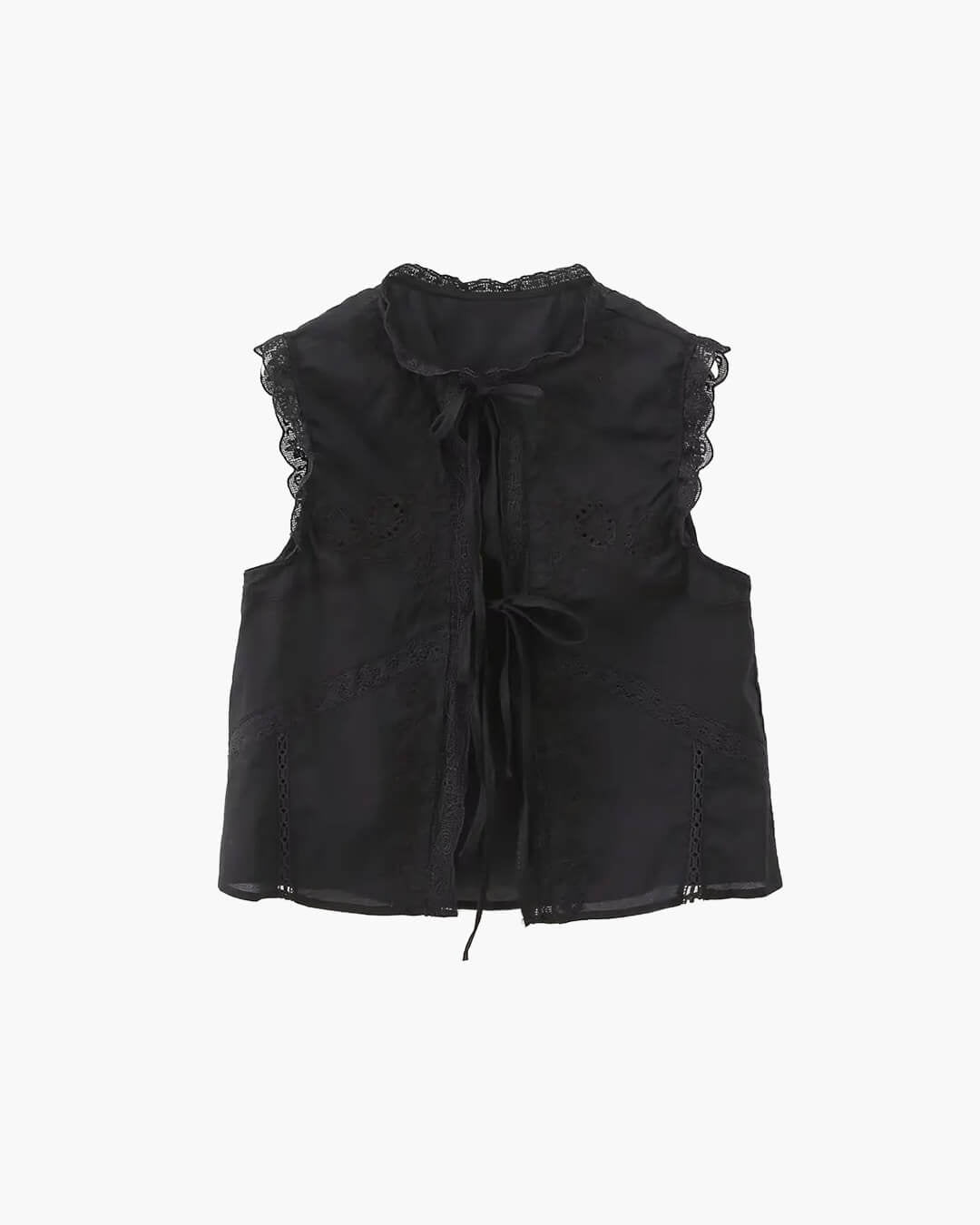 Blusa Juvie com bordado e acabamento em renda