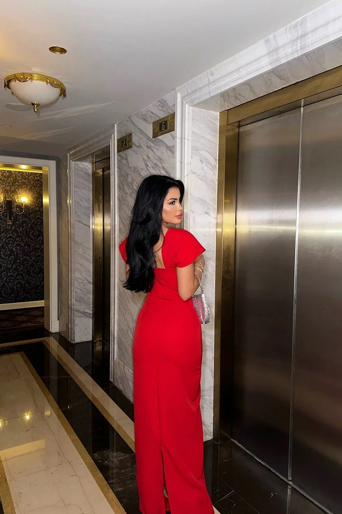 Kaila Square-Neck Bodycon Maxi Dress