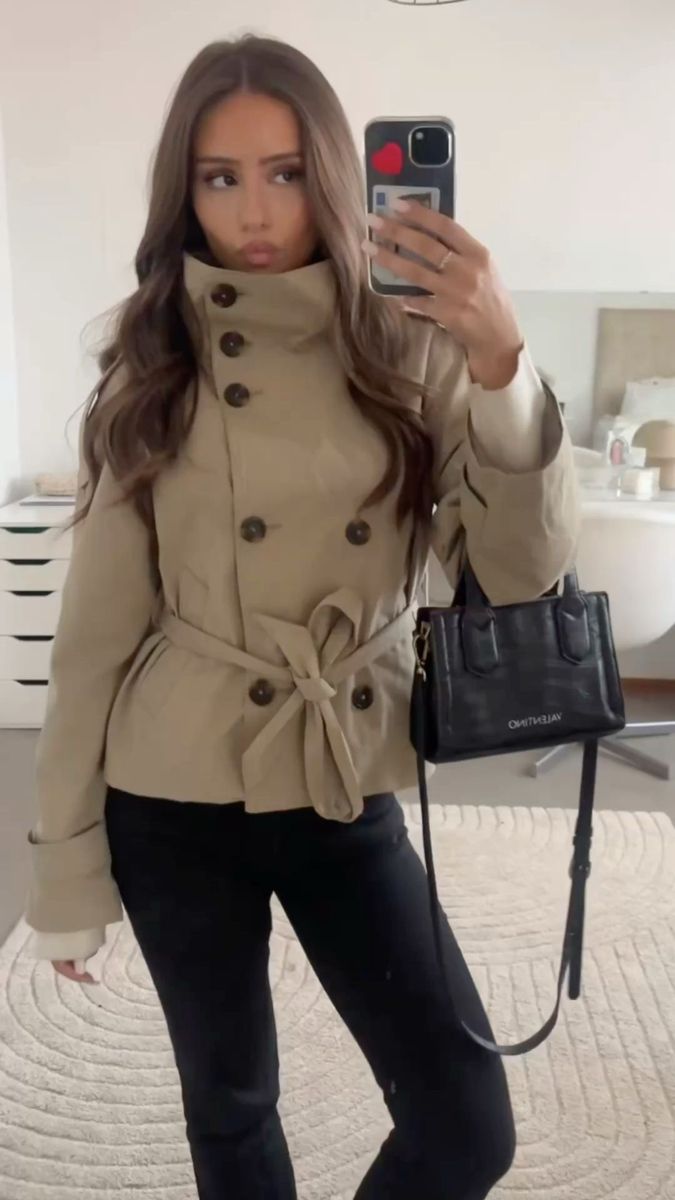 Kara Stand Collar Crop Trenchcoat