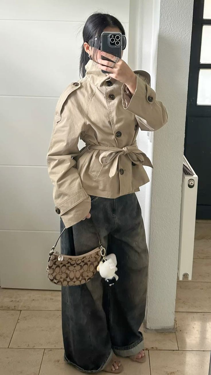 Kara Stand Collar Crop Trenchcoat