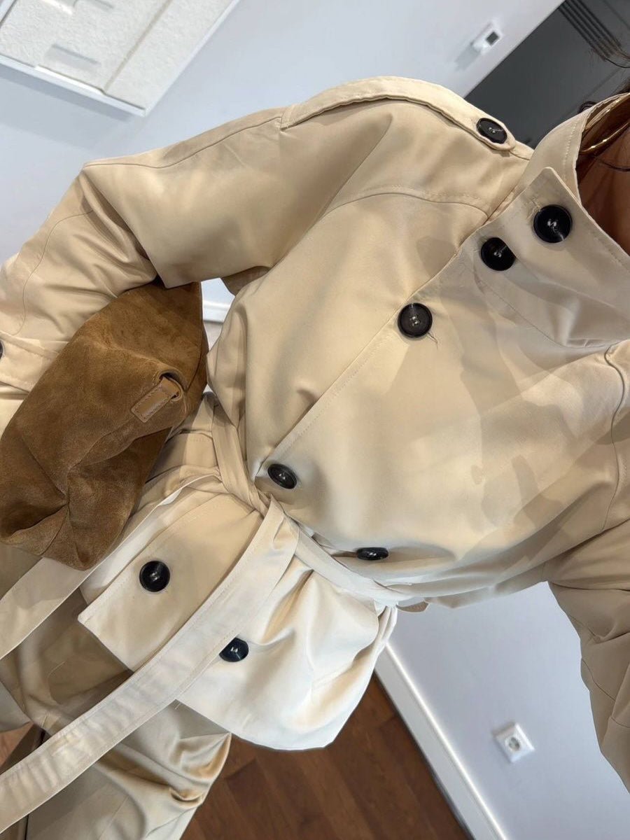 Kara Stand Collar Crop Trenchcoat