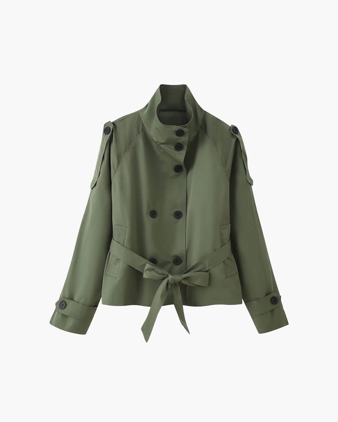 Kara Stand Collar Crop Trenchcoat