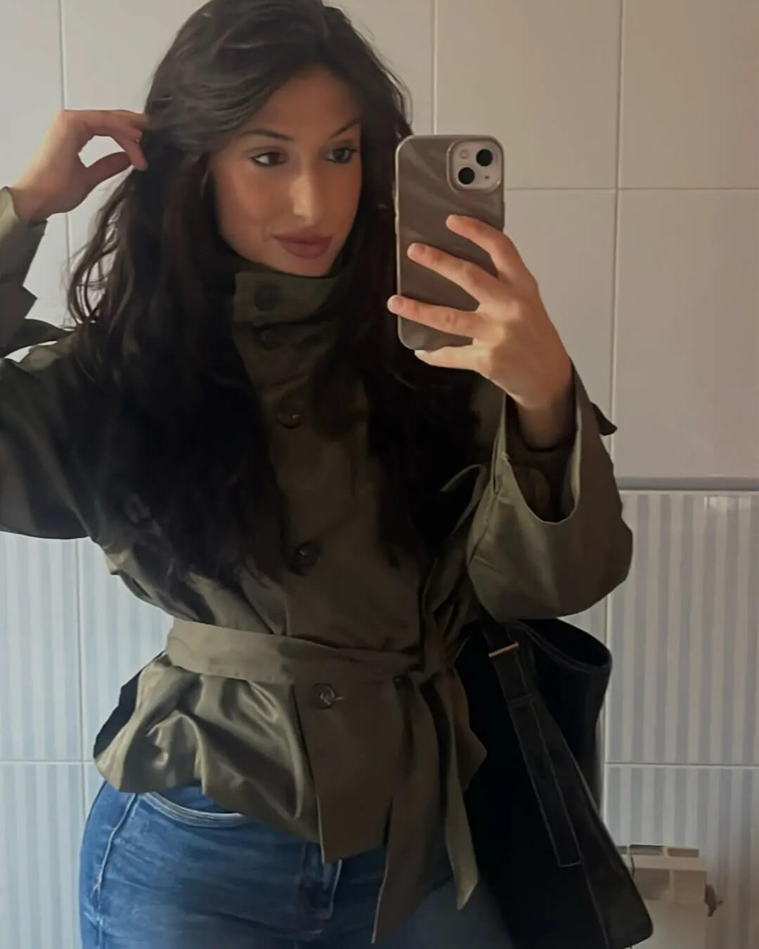 Kara Stand Collar Crop Trenchcoat