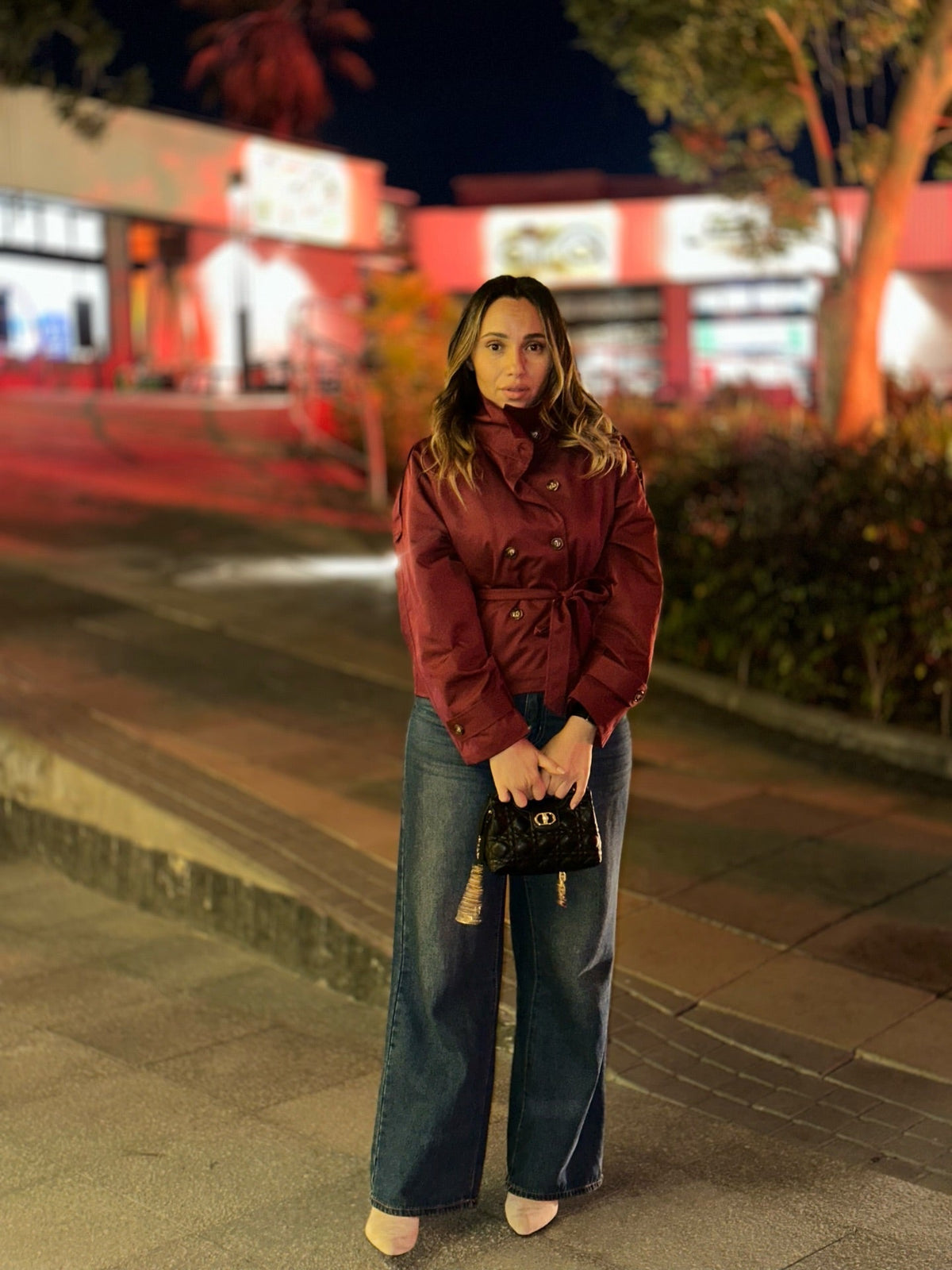 Kara Stand Collar Crop Trenchcoat
