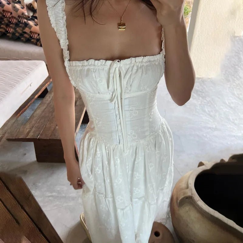 Vestido maxi em camadas com folhos Karla