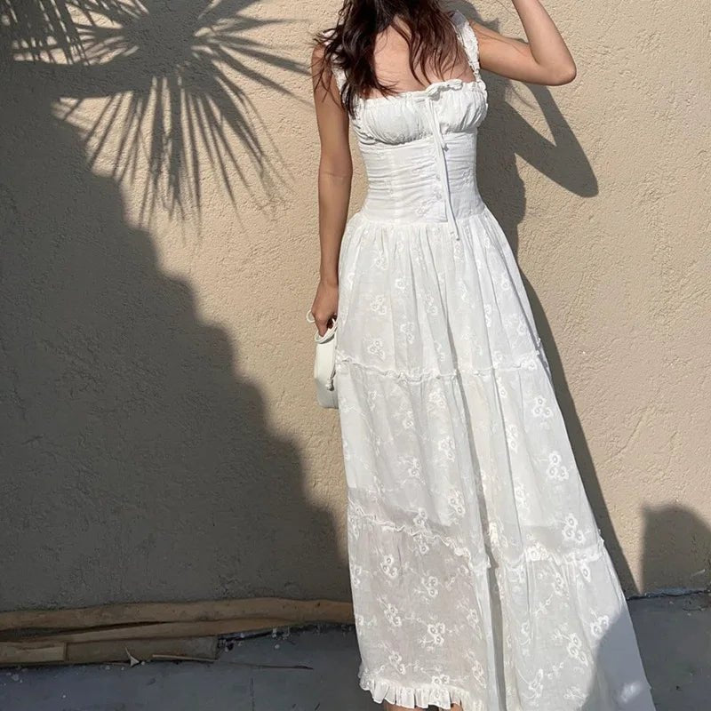 Vestido maxi em camadas com folhos Karla