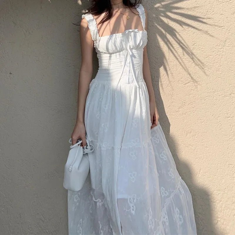 Vestido maxi em camadas com folhos Karla
