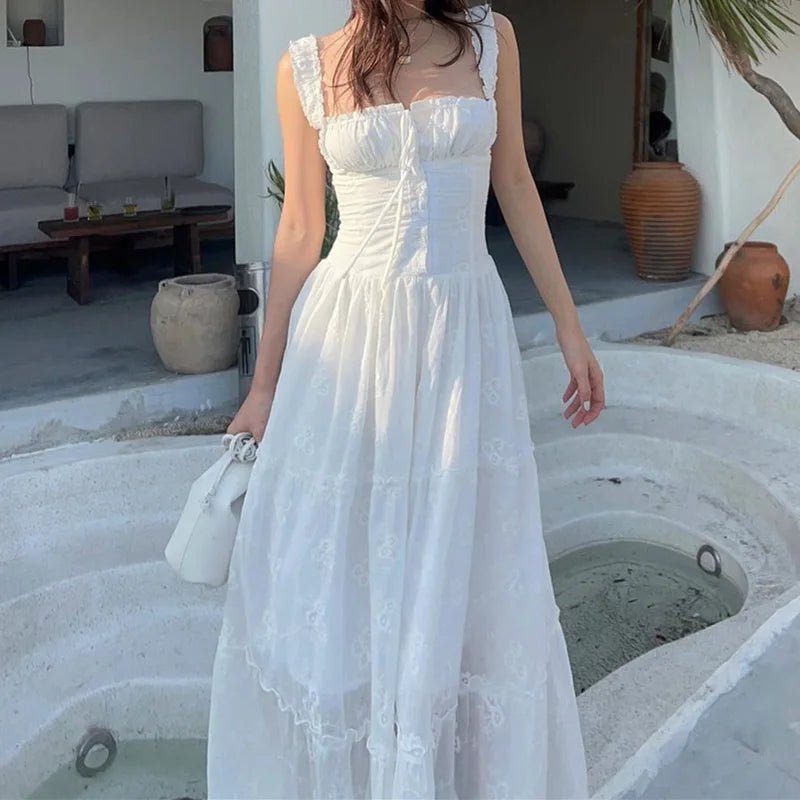 Vestido maxi em camadas com folhos Karla