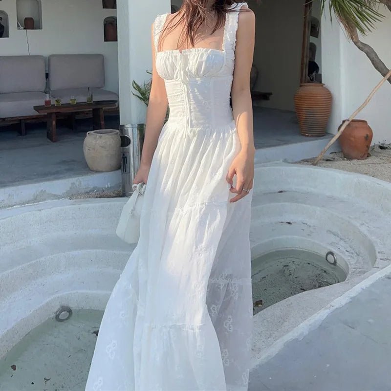 Vestido maxi em camadas com folhos Karla