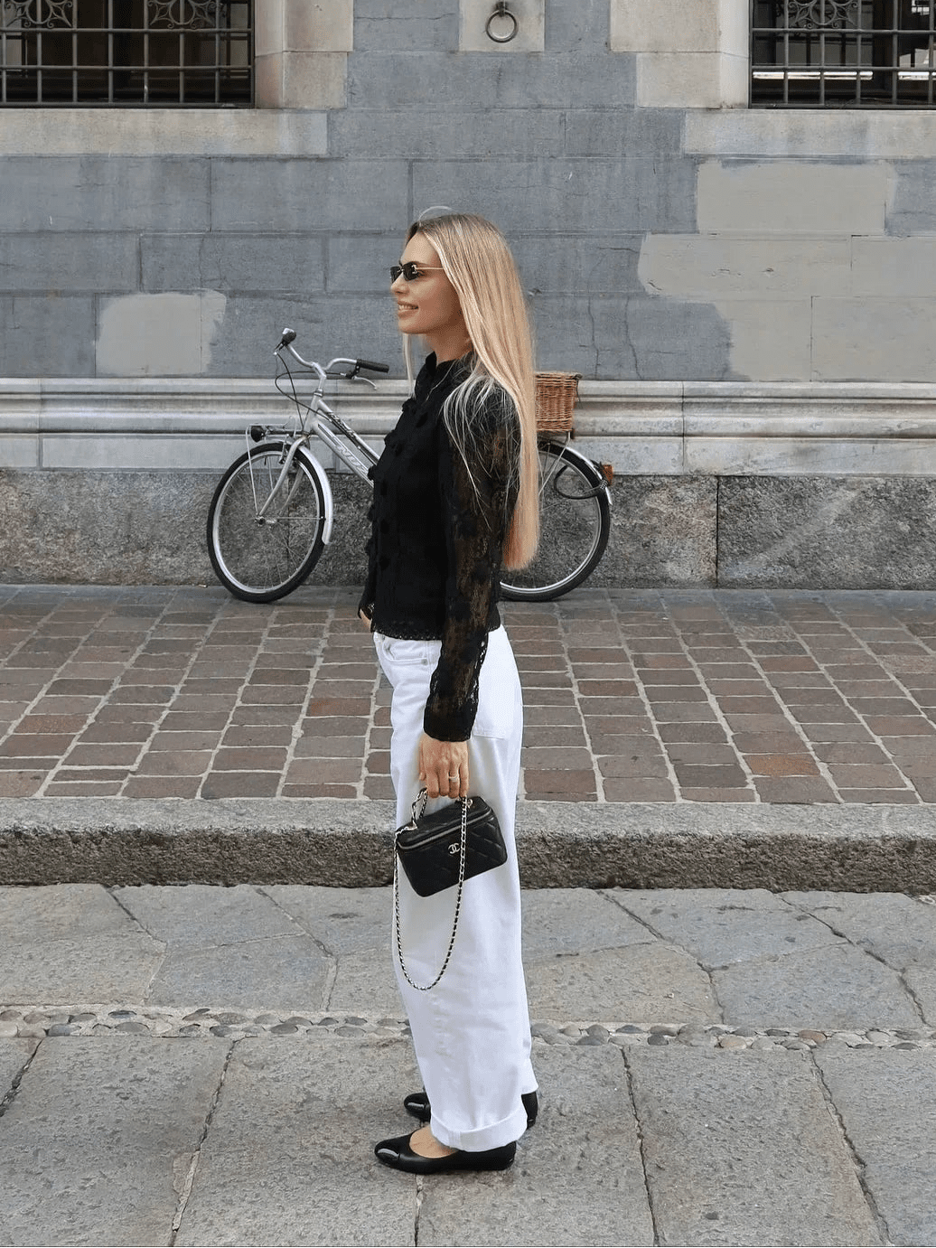 Blusa de renda com mangas balão Katalina