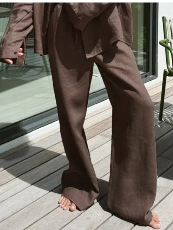 Kendall linnebyxor med vida ben