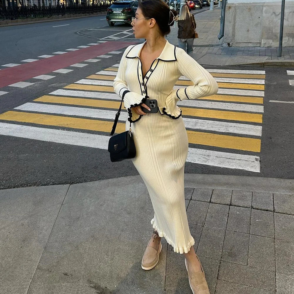 Emmeline Strick-Midikleid mit Polokragen