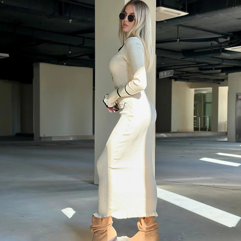 Emmeline Strick-Midikleid mit Polokragen