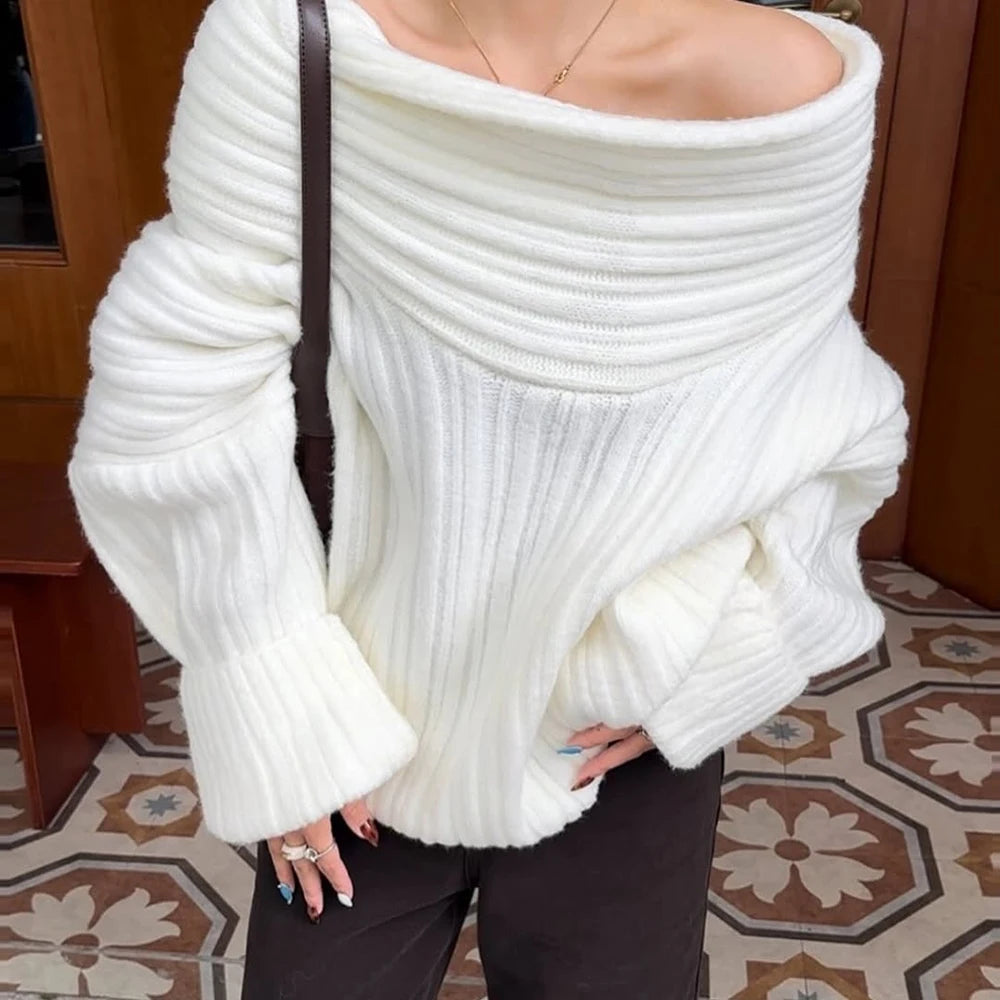 Lina Off-Shoulder Rib-Knit Sweater
