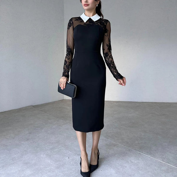Ottilie Collared Lace Midi Dress
