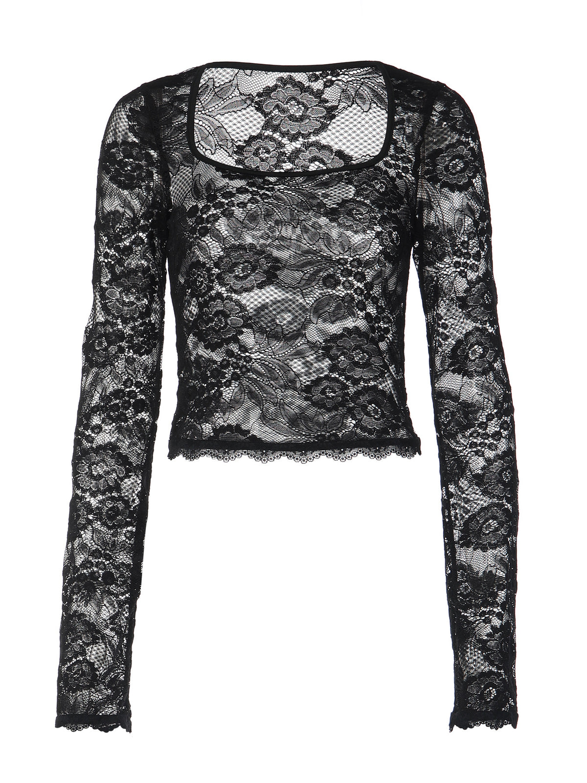 Tereza Sheer Lace Square-Neck Top