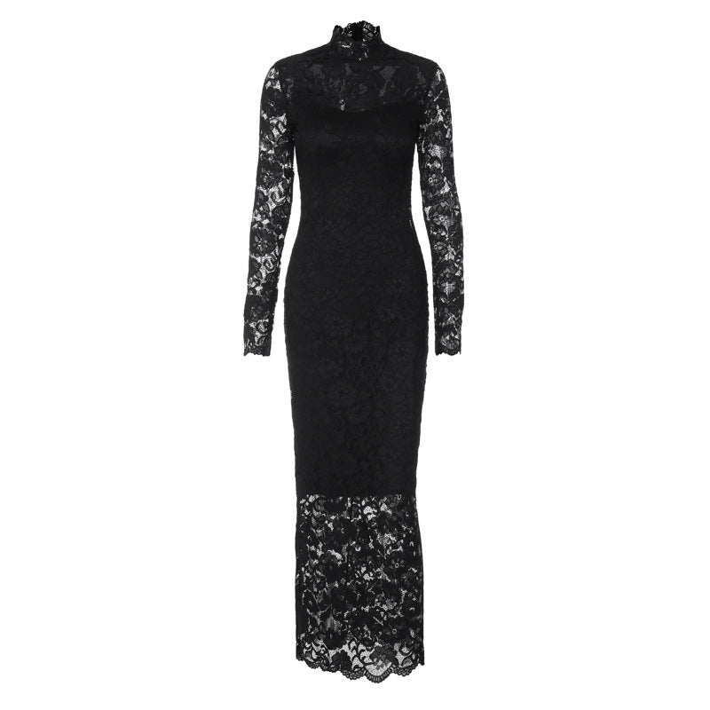 Viveka Lace High-Neck Maxi Dress