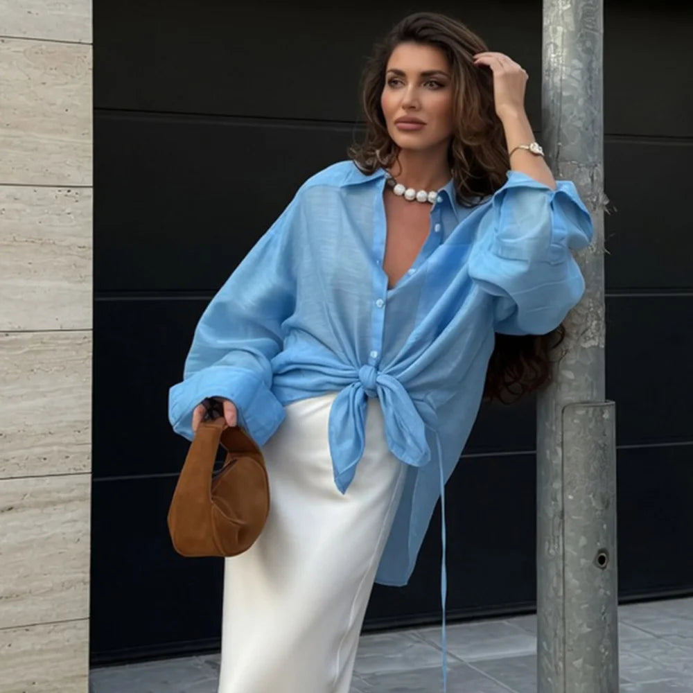 Top oversized com lapelas