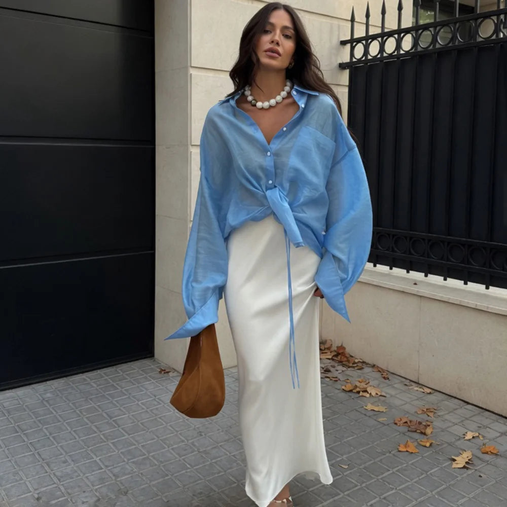 Top oversized com lapelas