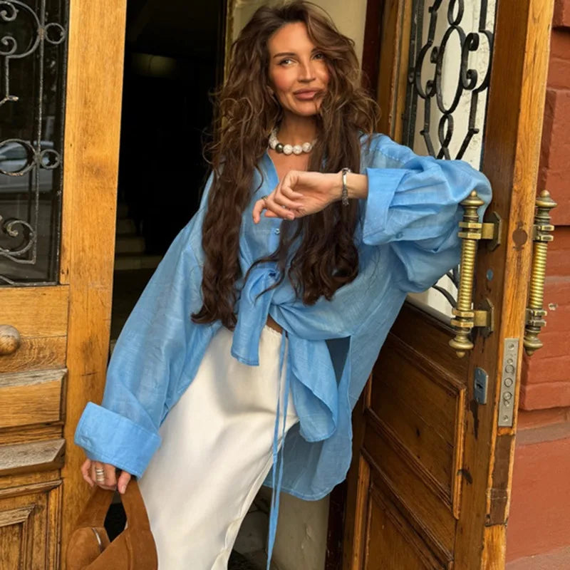 Top oversized com lapelas