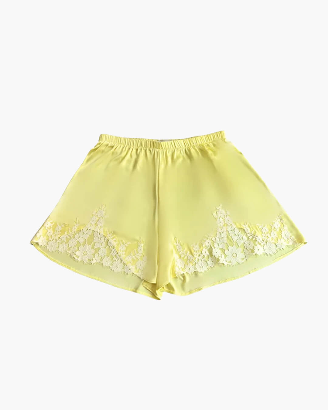Laura satinshorts med blondepatchwork