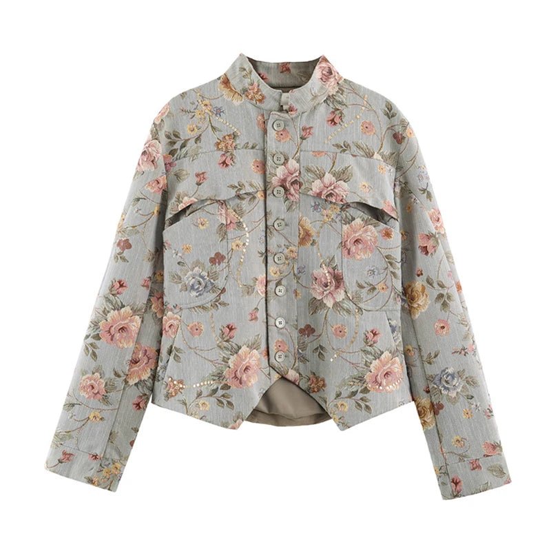 Veste courte vintage en jacquard Laura