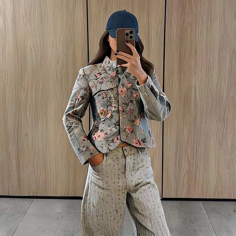 Veste courte vintage en jacquard Laura