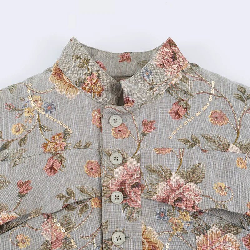 Veste courte vintage en jacquard Laura
