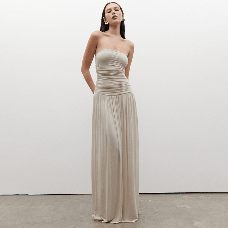 Lauren trägerloses gerafftes Maxikleid